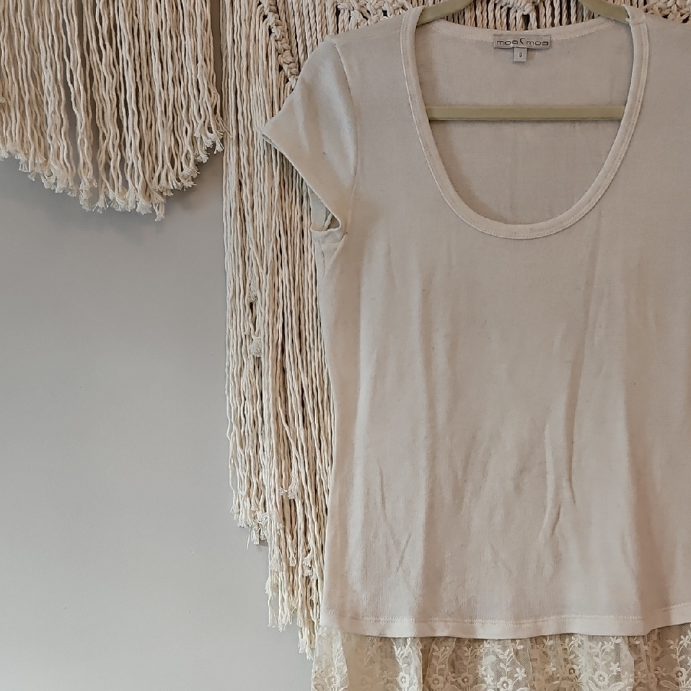 Moa Moa Cream Short Sleeve Top